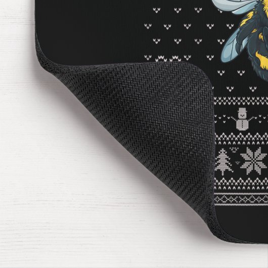 Ugly Xmas Sweater Style Bumble Bee Reindeer Christ Mousepad (Ecke)
