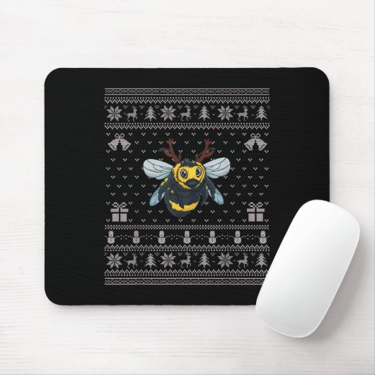 Ugly Xmas Sweater Style Bumble Bee Reindeer Christ Mousepad (Mit Mouse)