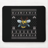 Ugly Xmas Sweater Style Bumble Bee Reindeer Christ Mousepad (Vorne)