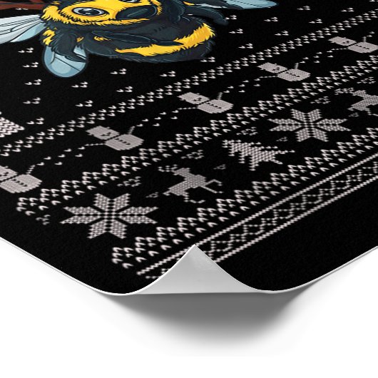 Ugly Xmas Sweater Style Bumble Bee Reindeer Christ Poster (Ecke)