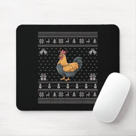 Ugly Xmas Sweater Style Chicken Reindeer Christmas Mousepad (Mit Mouse)