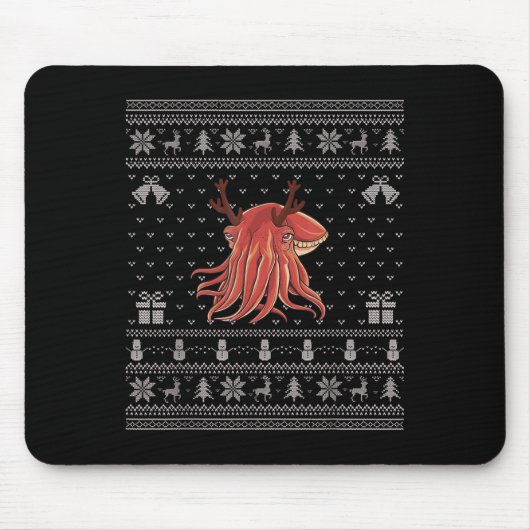 Ugly Xmas Sweater Style Cuttlefish Reindeer Christ Mousepad (Vorne)
