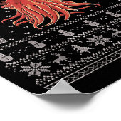 Ugly Xmas Sweater Style Cuttlefish Reindeer Christ Poster (Ecke)