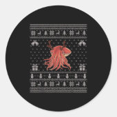 Ugly Xmas Sweater Style Cuttlefish Reindeer Christ Runder Aufkleber (Vorderseite)