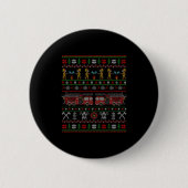 Ugly Xmas Sweater Style Fire Truck Firefighter Chr Button (Vorderseite)