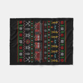 Ugly Xmas Sweater Style Fire Truck Firefighter Chr Fleecedecke (Vorderseite (Horizontal))