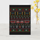 Ugly Xmas Sweater Style Fire Truck Firefighter Chr Karte (Gelbe Blume)