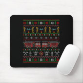 Ugly Xmas Sweater Style Fire Truck Firefighter Chr Mousepad (Mit Mouse)