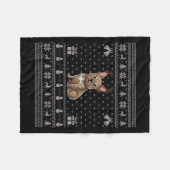 Ugly Xmas Sweater Style Frenchie Dog Reindeer Chri Fleecedecke (Vorderseite (Horizontal))
