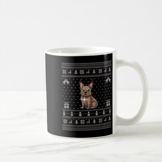 Ugly Xmas Sweater Style Frenchie Dog Reindeer Chri Kaffeetasse (Rechts)