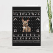 Ugly Xmas Sweater Style Frenchie Dog Reindeer Chri Karte (Vorderseite)