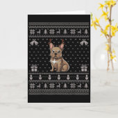 Ugly Xmas Sweater Style Frenchie Dog Reindeer Chri Karte (Gelbe Blume)