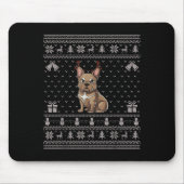 Ugly Xmas Sweater Style Frenchie Dog Reindeer Chri Mousepad (Vorne)