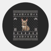 Ugly Xmas Sweater Style Frenchie Dog Reindeer Chri Runder Aufkleber (Vorderseite)