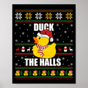 Ugly Xmas Sweater Style Funny Rubber Duck Christma Poster