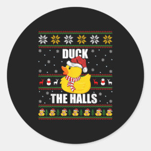 Ugly Xmas Sweater Style Funny Rubber Duck Christma Runder Aufkleber