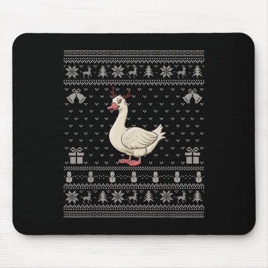 Ugly Xmas Sweater Style Goose Reindeer Christmas  Mousepad (Vorne)
