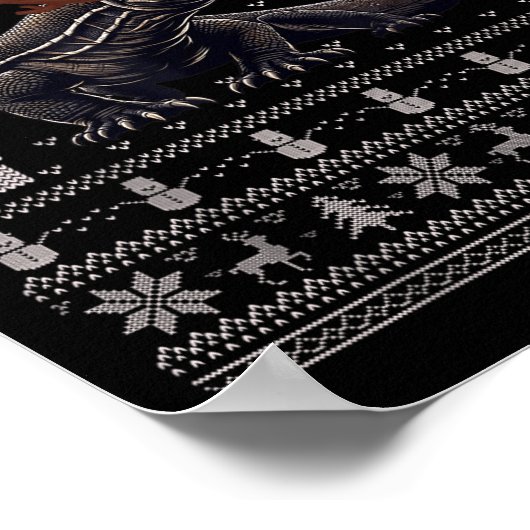 Ugly Xmas Sweater Style Komodo Dragon Reindeer Chr Poster (Ecke)