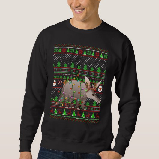 Ugly Xmas Sweater Style Lighting Aardvark Christma Sweatshirt (Vorderseite)