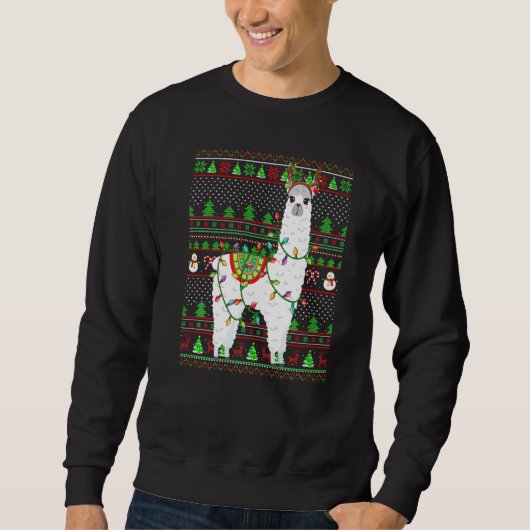 Ugly Xmas Sweater Style Lighting Alpaca Christmas  Sweatshirt (Vorderseite)