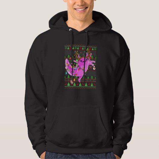 Ugly Xmas Sweater Style Lighting Axolotl Christmas Hoodie (Vorderseite)