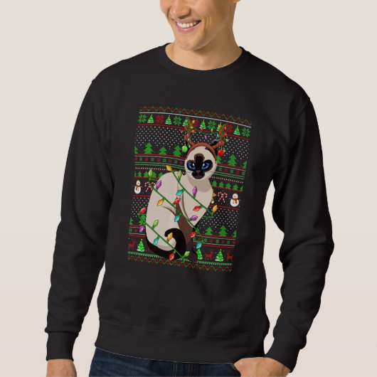 Ugly Xmas Sweater Style Lighting Balinese Cat Chri Sweatshirt (Vorderseite)