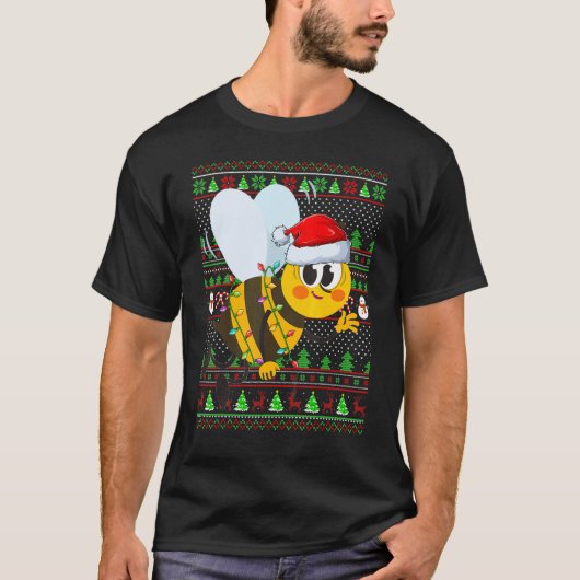 Ugly Xmas Sweater Style Lighting Bee Christmas T-Shirt (Vorderseite)