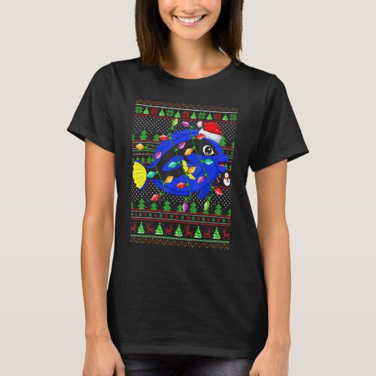 Ugly Xmas Sweater Style Lighting Blue Tang Fish Ch T-Shirt (Vorderseite)