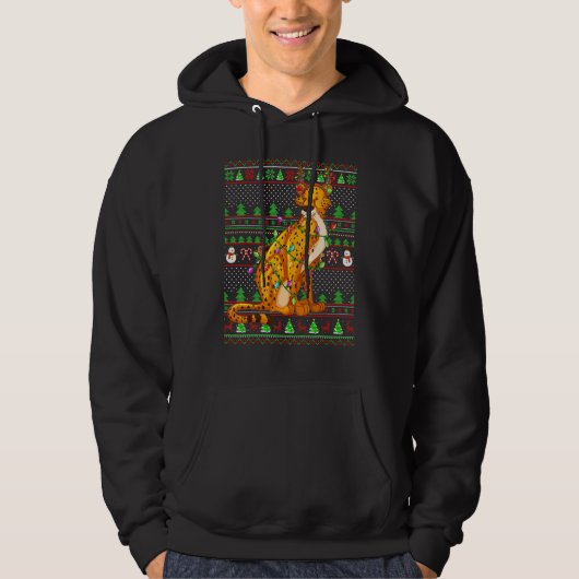 Ugly Xmas Sweater Style Lighting Cheetah Christmas Hoodie (Vorderseite)