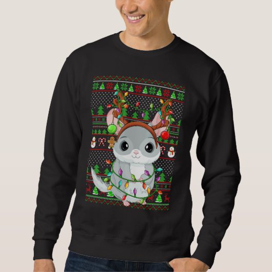 Ugly Xmas Sweater Style Lighting Chinchilla Christ Sweatshirt (Vorderseite)