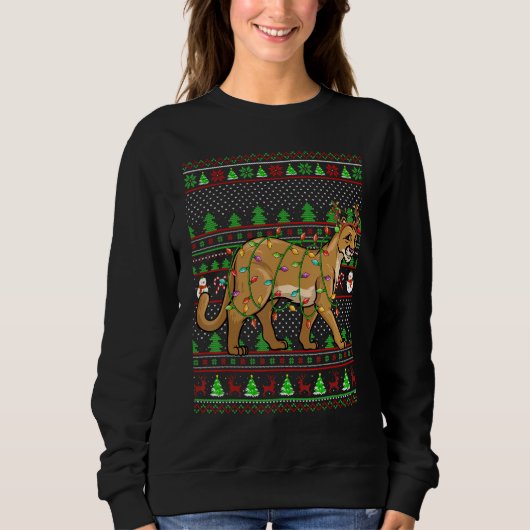 Ugly Xmas Sweater Style Lighting Cougar Christmas Sweatshirt (Vorderseite)