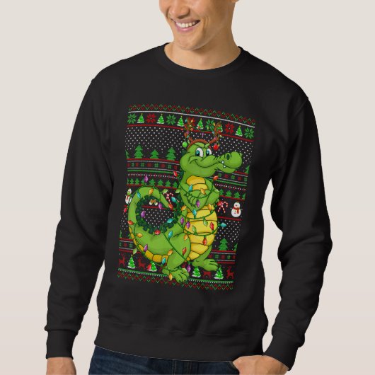 Ugly Xmas Sweater Style Lighting Crocodile Christm Sweatshirt (Vorderseite)
