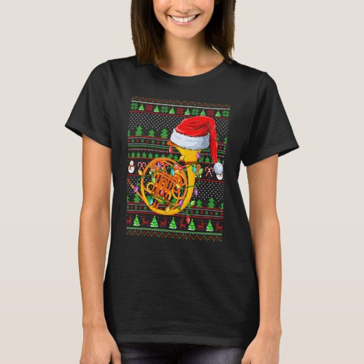 Ugly Xmas Sweater Style Lighting French Horn Chris T-Shirt (Vorderseite)