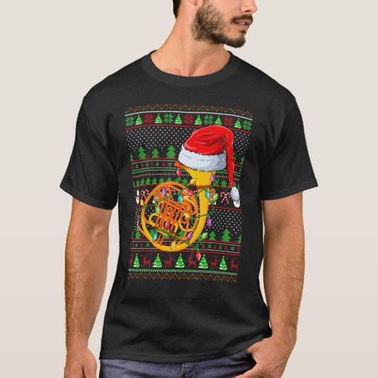 Ugly Xmas Sweater Style Lighting French Horn Chris T-Shirt (Vorderseite)