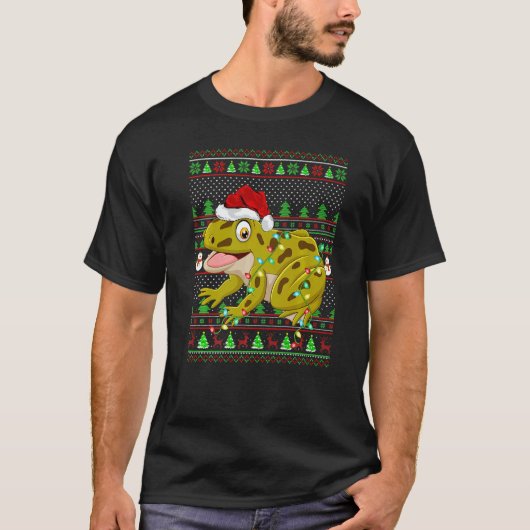 Ugly Xmas Sweater Style Lighting Frog Christmas   T-Shirt (Vorderseite)