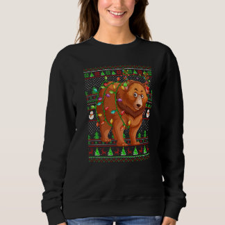 Ugly Xmas Sweater Style Lighting Grizzly Bear Chri Sweatshirt