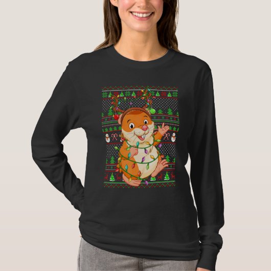 Ugly Xmas Sweater Style Lighting Hamster Christmas T-Shirt (Vorderseite)