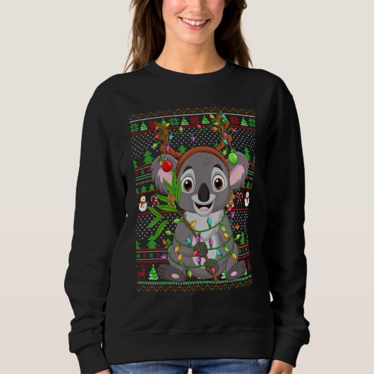 Ugly Xmas Sweater Style Lighting Koala Christmas Sweatshirt (Vorderseite)