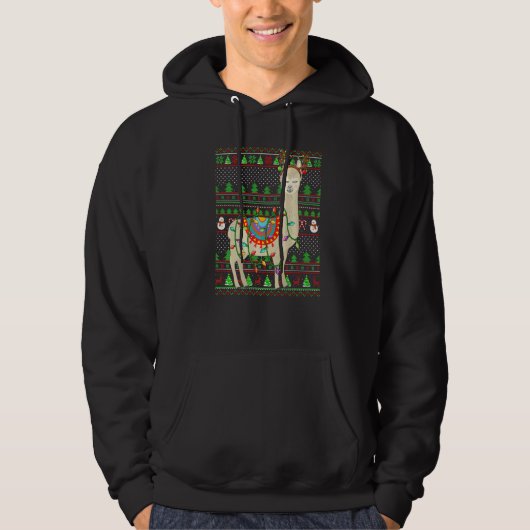 Ugly Xmas Sweater Style Lighting Llama Christmas Hoodie (Vorderseite)