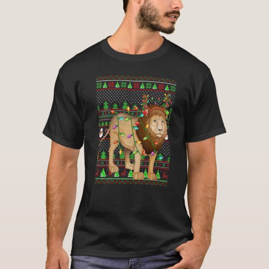 Ugly Xmas Sweater Style Lighting Mountain Lion Chr T-Shirt (Vorderseite)