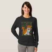 Ugly Xmas Sweater Style Lighting Persian Cat Chris T-Shirt (Vorne ganz)