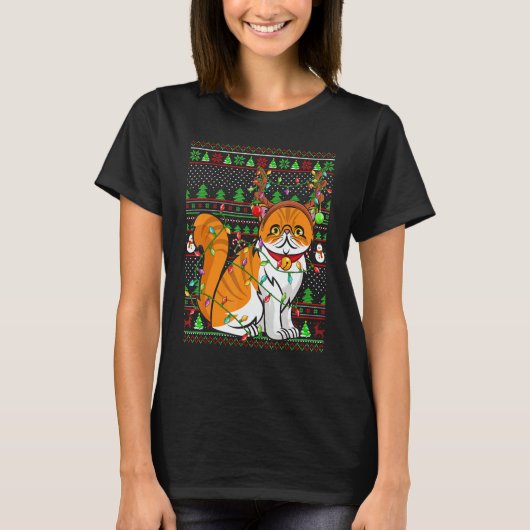 Ugly Xmas Sweater Style Lighting Persian Cat Chris T-Shirt (Vorderseite)
