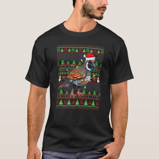 Ugly Xmas Sweater Style Lighting Quail Bird Christ T-Shirt (Vorderseite)