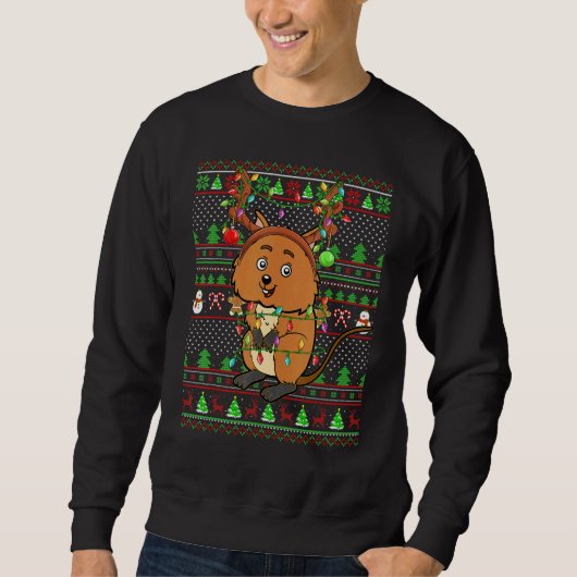 Ugly Xmas Sweater Style Lighting Quokka Christmas Sweatshirt (Vorderseite)