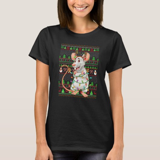 Ugly Xmas Sweater Style Lighting Rat Christmas   T-Shirt (Vorderseite)