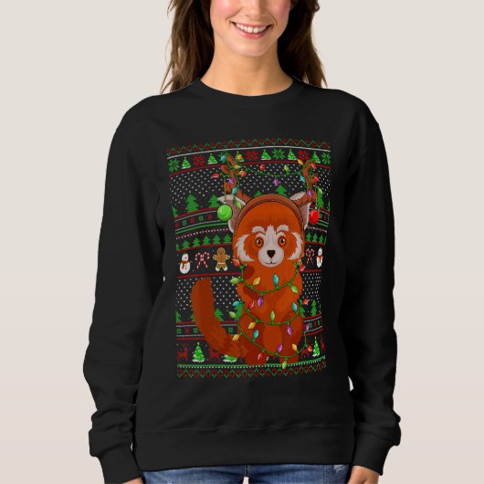 Ugly Xmas Sweater Style Lighting Red Panda Christm Sweatshirt (Vorderseite)