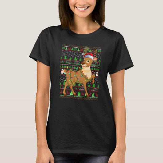 Ugly Xmas Sweater Style Lighting Reindeer Christma T-Shirt (Vorderseite)