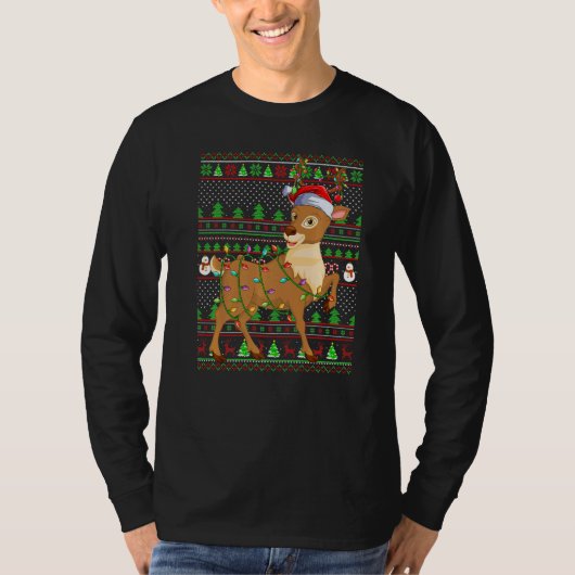 Ugly Xmas Sweater Style Lighting Reindeer Christma T-Shirt (Vorderseite)