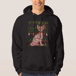 Ugly Xmas Sweater Style Lighting Sphynx Kat Christ Hoodie