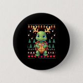 Ugly Xmas Sweater Style Lighting Turtle Christmas Button (Vorderseite)